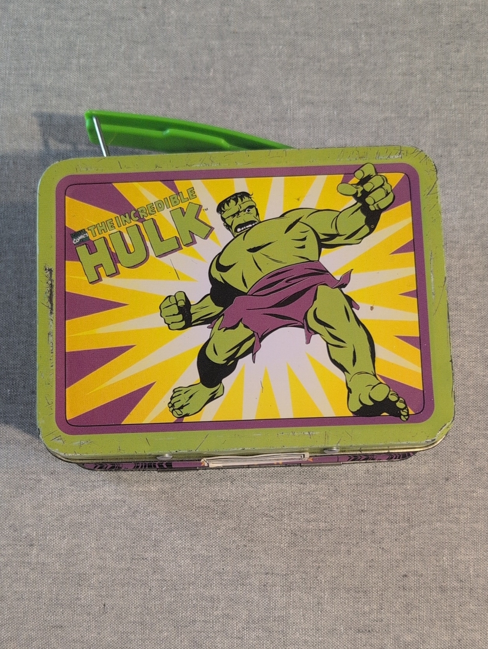Vintage The Incredible Hulk Metal Lunchbox - Green & Purple